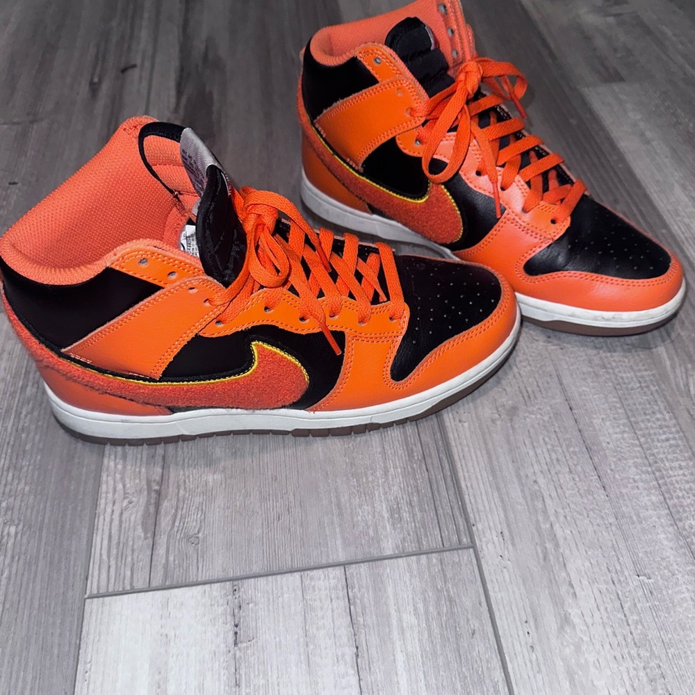 Nike Vibrant Orange and Black High-Top Sneakers